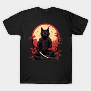 Cat Japanese Vintage Samurai T-Shirt